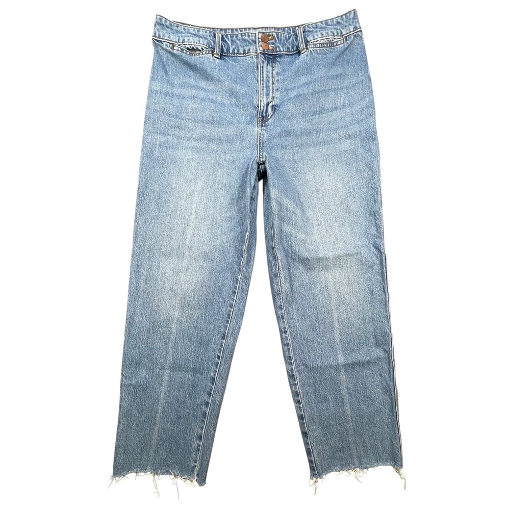 Talbots Blue Easy Straight Ankle Raw Hem Jeans Womens 12